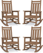 KINGYES Oversized Outdoor Rocking Chair Set of 4, All-Weather Patio Rocking by KINGYES