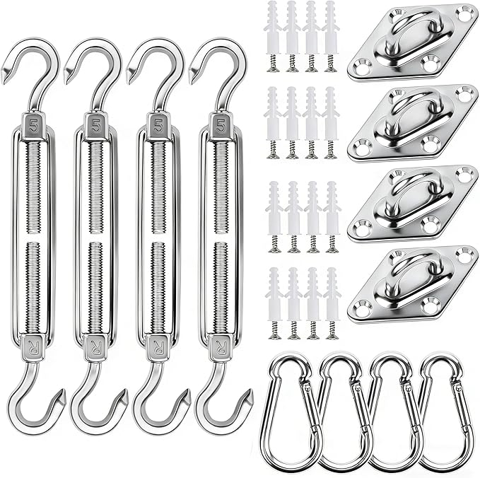 YOFIT 44 Pcs Shade Sail Hardware Kit, 5 Inch Outdoor Sun Sail Accessories by yofit