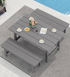 SERWALL Patio Dining Table and Bench Set - Image 6
