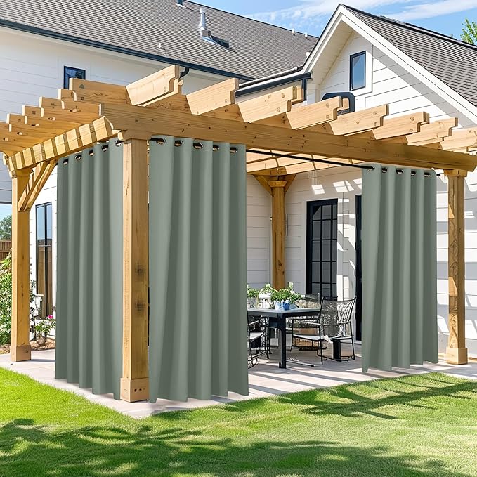 NICETOWN Outdoor Curtain for Patio Waterproof, W66 x L84 inch Sun Blocking UV by NICETOWN