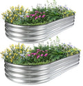 JERIA 2 Pcs 6×3×1ft Oval Raised Garden Bed, Galvanized Raised Garden Bed Kit by JERIA