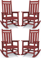 KINGYES Oversized Outdoor Rocking Chair Set of 4, All-Weather Patio Rocking by KINGYES