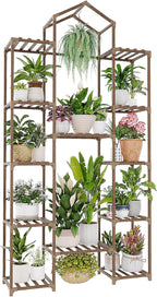 Bamworld 74.4" Tall Plant Stand Indoor Outdoor Wood Plant Shelf Hanging Plant - Image 7