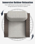 Outdoor Swivel Recliner Chair Set of 2, All-Weather Wicker Reclining Patio Chair - Image 7