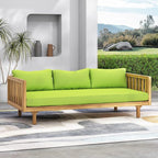 Merax Solid Acacia Wood Couch Chaise Lounge Chair Indoor, 3 Seater Daybed Sofa - Image 9