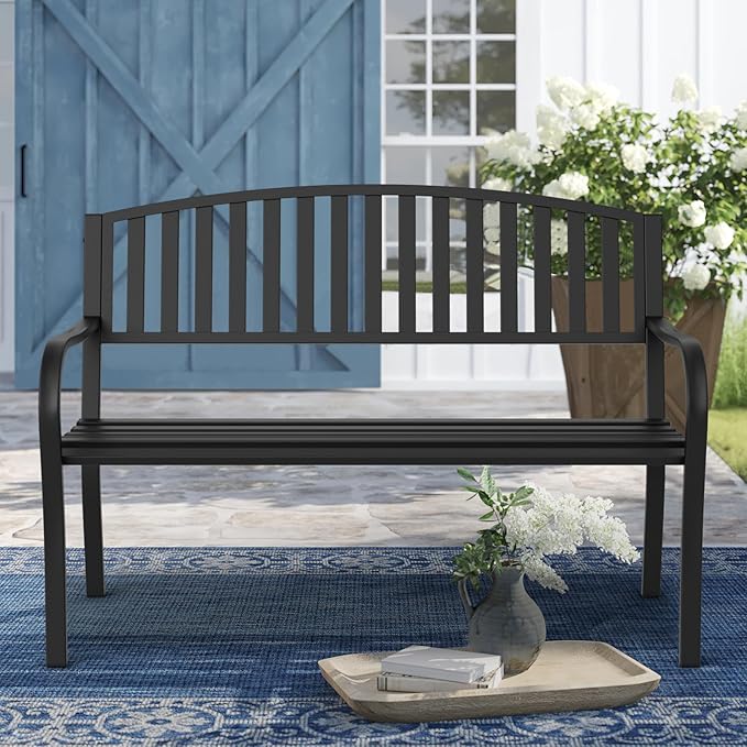 Outdoor Bench Garden Bench, Weatherproof Anti-Rust Heavy-Duty Outside Benches - Image 8