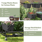 Giantex Rolling Raised Garden Bed w/ 7 Planter Boxes, Storage Baskets, Drainage - Image 4