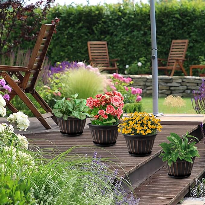 FGstyle 4 Pack Flower Pots, 8 Inch Plants Pot, Planters Pot - Image 7