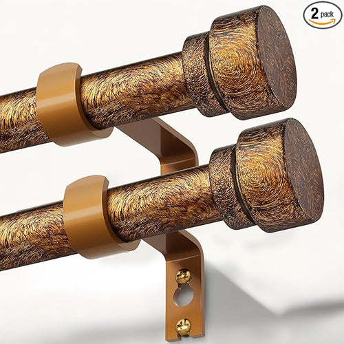 2 Pack Retro Gold Curtain Rods Set by Unknown