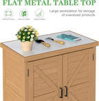 Outdoor Potting Bench with Storage Cabinet and Metal Top, Wood Workstation - Image 3