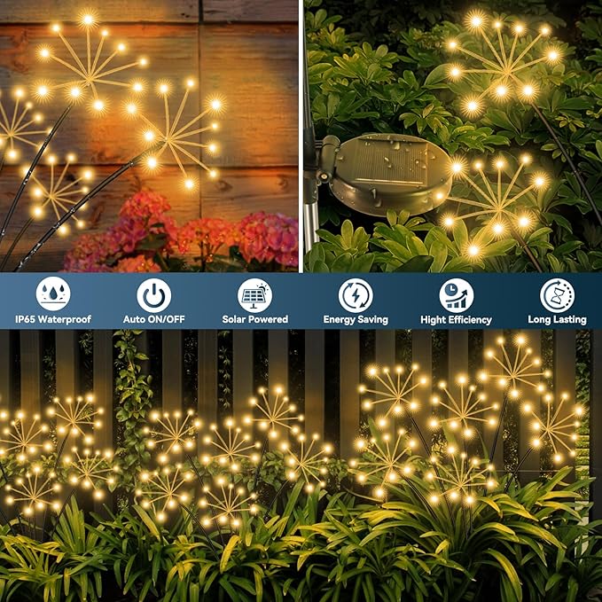 Solar Garden Lights 6 Pack Waterproof Swaying Starburst Light Solar Outdoor - Image 4