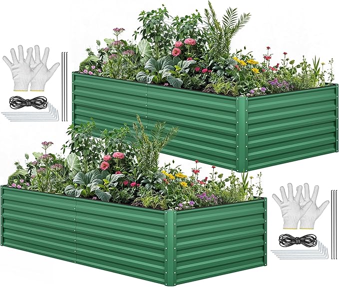 YITAHOME 96x48x24 in 2pcs Galvanized Raised Garden Bed Kit, Large Metal Planter by YITAHOME