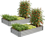 Galvanized Raised Garden Bed, Outdoor Planter Box Metal Patio Kit Planting Bed by Anmiro