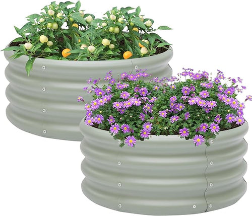 2-Pack 2x1ft Galvanized Raised Garden Bed, Outdoor Planter Bed, Metal Planter by Besebay