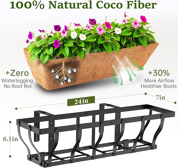 Railing Planter Boxes, Heavy Duty Window Box Planters, Adjustable Balcony - Image 2