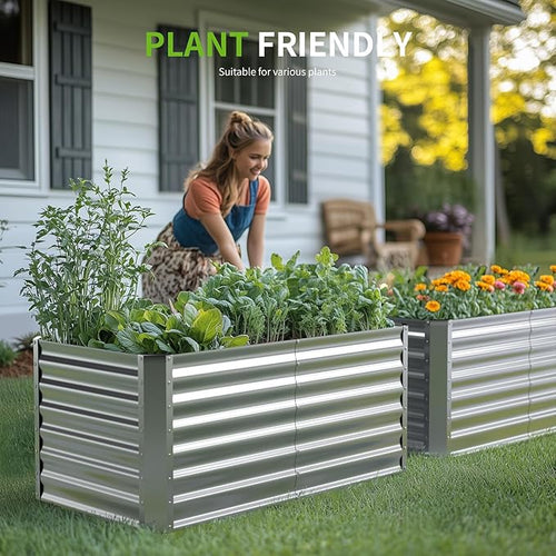 4X2X2ft Galvanized Raised Garden Bed, Outdoor Planter Box Metal Patio Kit - Image 2