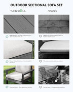 SERWALL HDPE Patio Furniture Set, 7-piece Outdoor Sectional Sofa Set, All - Image 6
