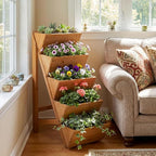 Giantex 5-Tier Wooden Vertical Raised Garden Bed Set of 2, Freestanding Plant - Image 2