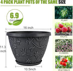 4 Pack 16 Inch Large Plant Pot for Outdoor, Plastic Flower Pot Indoor - Image 7