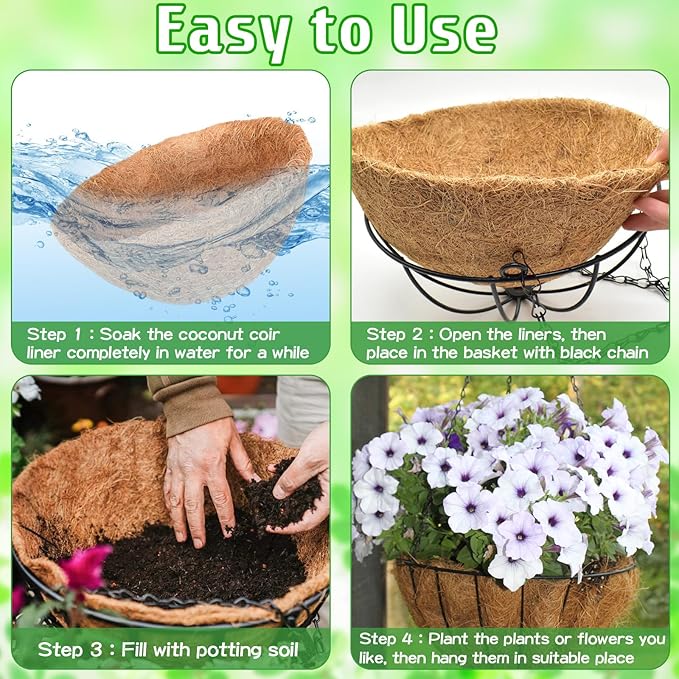 ZeeDix 6 Pack 14 Inch Metal Round Hanging Planter Basket - Image 3