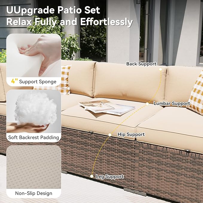 Aoxun Patio Furniture Set, 11 Piece Outdoor Sectional Sofas - Image 2