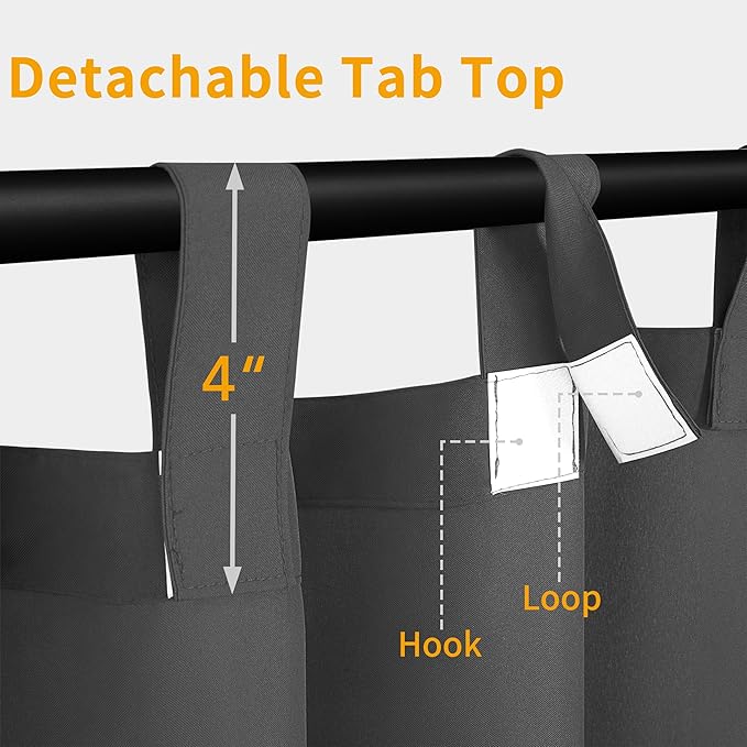 Easy-Going Outdoor Patio Curtains Detachable Tab Top Windproof Weatherproof - Image 2