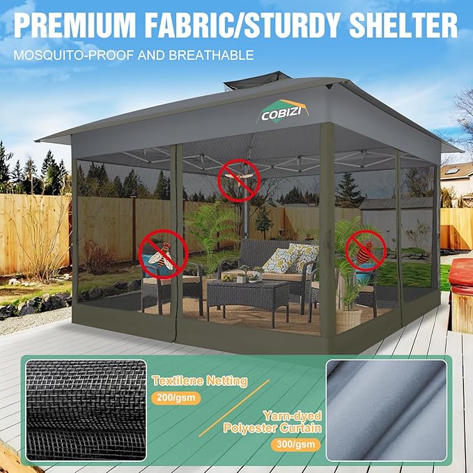 COBIZI Gazebo 13x13 Pop Up Canopy, Gazebos on Clearance - Image 2