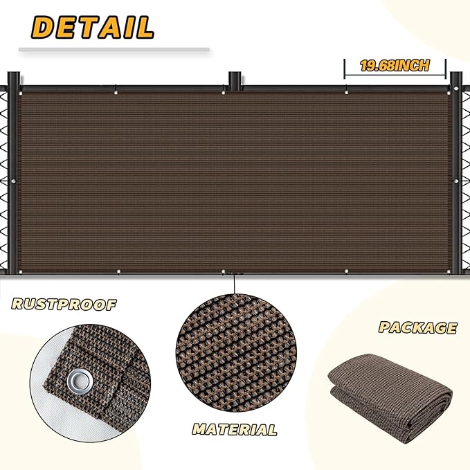 LOVE STORY 3.3'x19.7' Brown Balcony Screen Privacy Fence Cover UV Protection - Image 5