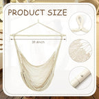 Barydat 2 Pcs Hanging Hammock Chair Boho Swing Chair Indoor Outdoor Cotton Rope - Image 2
