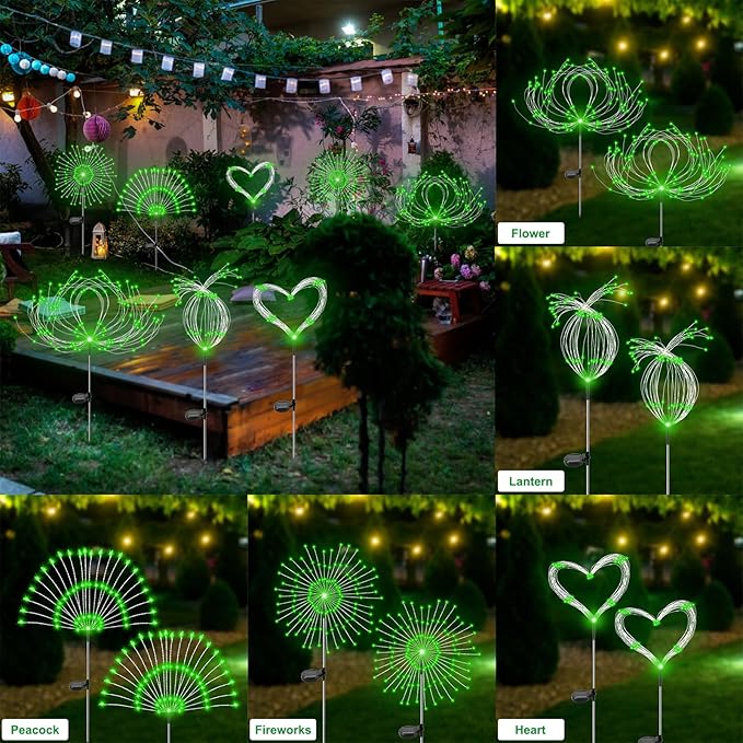 Solar Garden Lights Outdoor Waterproof, 2 Pack 120 LED Solar Firework Lights - Image 4