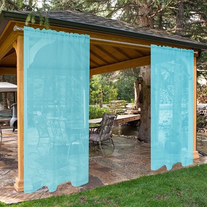 SpaceDresser Waterproof Outdoor Sheer Curtains by SpaceDresser