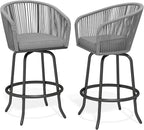 DWVO Outdoor Counter Height Bar Stools Set of 2, Patio Swivel Bar Chairs - Image 8