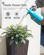 Greesum 24 Inch Tall Plastic Planters, Detachable Inner Pot & Drainage Holes - Image 2