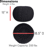 BIRDROCK HOME Round Pouf Ottoman | Cotton Braided Foot Stool - Image 3
