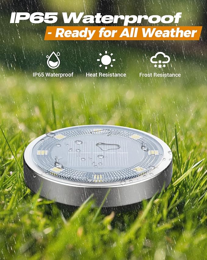 btfarm 16 Pack Solar Lights Outdoor, 8 LED Solar Ground Lights IP65 Waterproof - Image 3