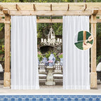 NICETOWN Outdoor Sheer White Weighted Curtains Rod Pocket Back Tab 120 inch - Image 2