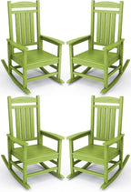 KINGYES HDPE Outdoor Rocking Chair Set of 4, All-Weather Poly Patio Rocking by KINGYES
