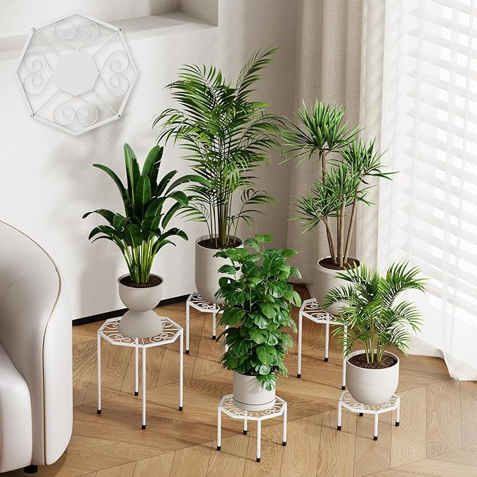5-Pack Metal Plant Stands for Outdoor Indoor, Anti-Rust Iron Flower Pot Stand by NBPUJ