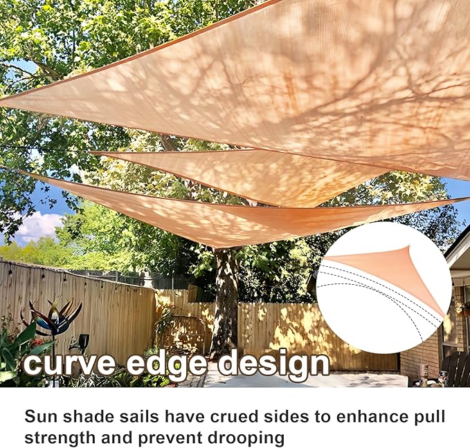 SUNLAX Sun Shade Sail 8' x 10' x 12.8' Peach Fuzz Rectangle Canopy Sail Shade - Image 2