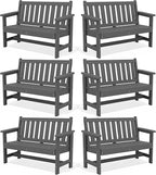 SERWALL Outdoor Bench, HDPE Outdoor Benches Weatherproof, 2-Person Garden Bench by SERWALL