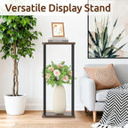 2 Tier Plant Stand Indoor, 28In Tall Corner Vertical Wood Metal Square Shelf - Image 7