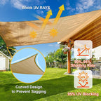 SUNLAX Sun Shade Sail 10' x 23' Sand Rectangle Canopy Sail Shade Cover UV Block - Image 4