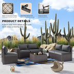 Kullavik 6PCS Outdoor Patio Furniture Set PE Wicker Rattan Sectional Sofa Patio - Image 6