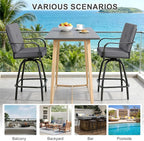 Patio Swivel Bar Stools Set of 4, Outdoor Bar Height Swivel Chairs - Image 7