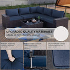 Kullavik 9 Pieces Outdoor Patio Furniture Set, PE Wicker Rattan Sectional Sofa - Image 6
