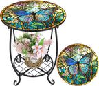 Outdoor Side Table Round Small Mosaic Patio Accent Indoor End Plant Coffee Tea by Cinnvoice