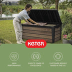 Keter Everwood 120 Gallon Resin Signature Collection Large Outdoor Storage Box - Image 12