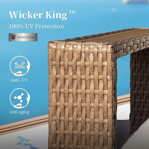 2 Pieces Patio Furniture Set, Outdoor Rattan Wicker Armchirs and Ottomans - Image 2