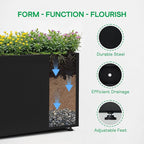 IDZO 35.4" W x 25.6" H Metal Planter Box, Privacy Trough - Image 3