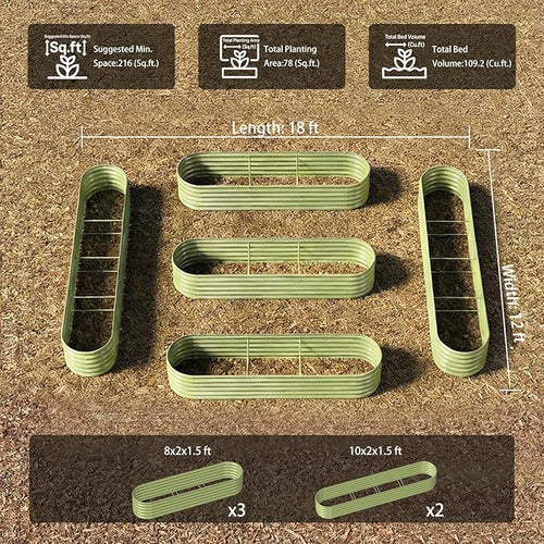 5-Pack 18” Tall Galvanized Raised Garden Beds – Everyday Kitchen Garden Layout - Image 2